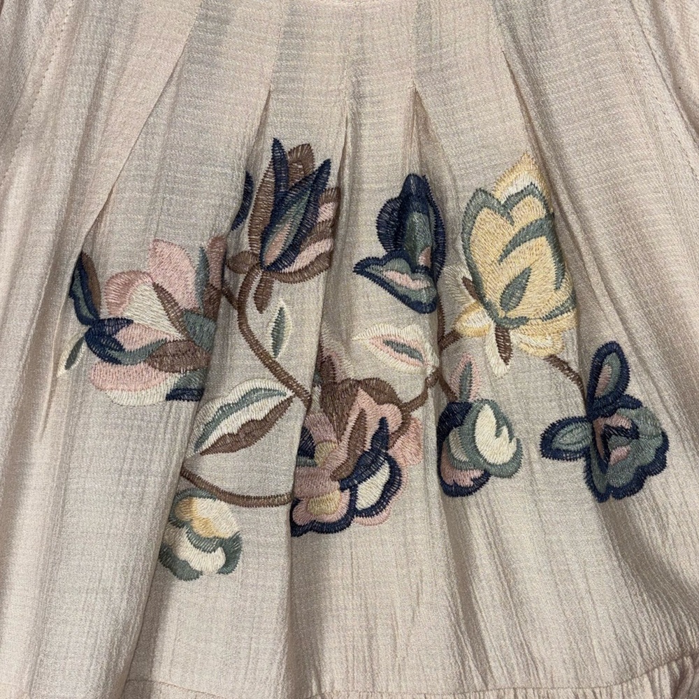 Moon River Floral Embroidery Lace Trim Midi Dress Woman's Small Cream Multicolor - Picture 8 of 16